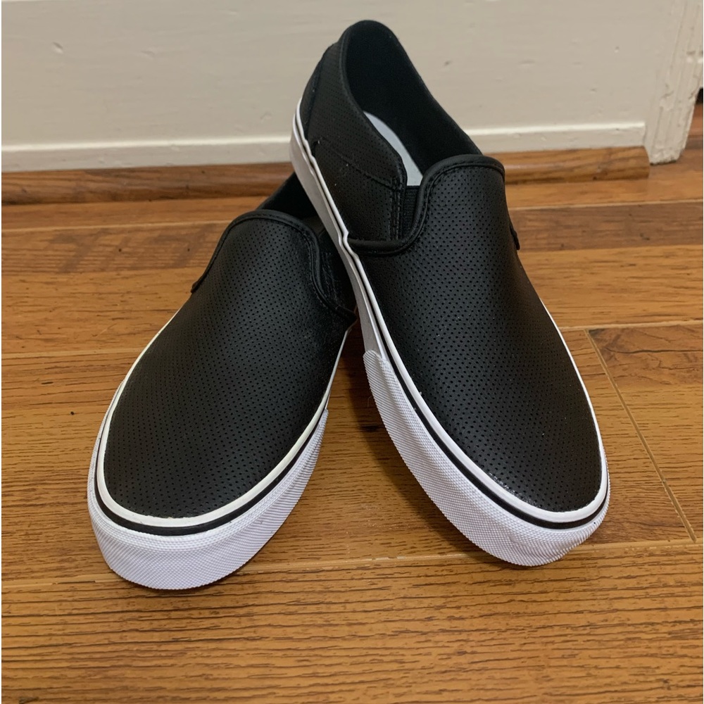 Womens Black and White Slip On Vans